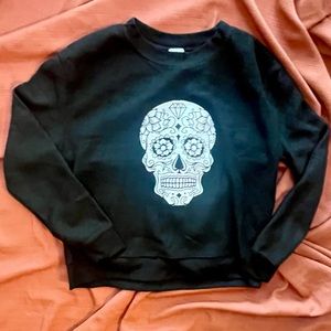 Women’s cozy cotton fleece Dia De Los Muertos Crop